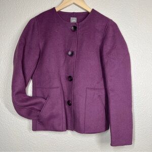 🔴 5 for $25! J Jill Jacket‎ Wool Button Front Plum Purple Women’s Size XS